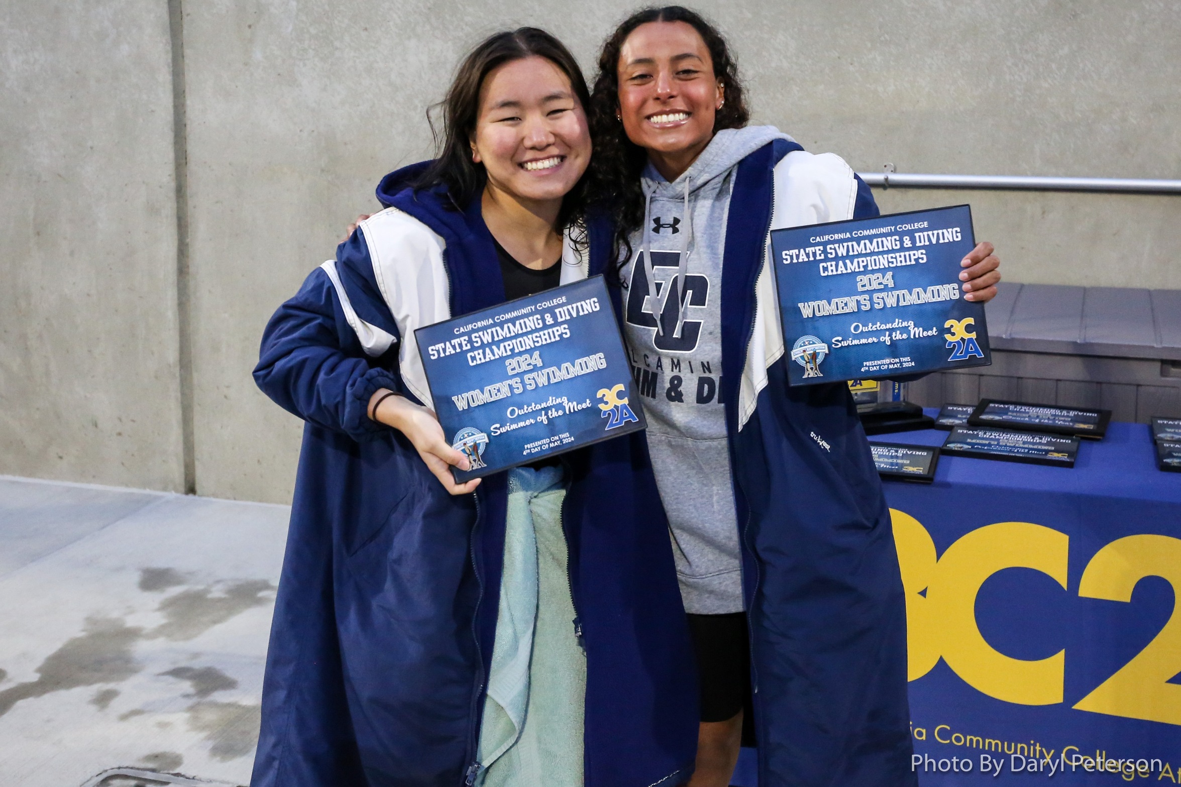 El Camino's Mia Park and Iyanah Samayoa were Co-Women's Swimmers of the state meet (photo by Daryl Peterson).