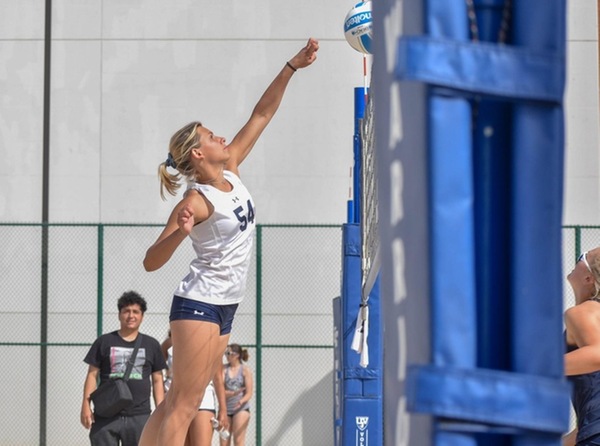 Giulia Alessandri in action for the state #1-ranked El Camino College women's beach volleyball team.