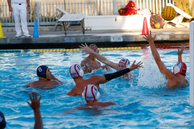 Long Beach City College (white caps) won yet another South Coast Conference men's water polo title.