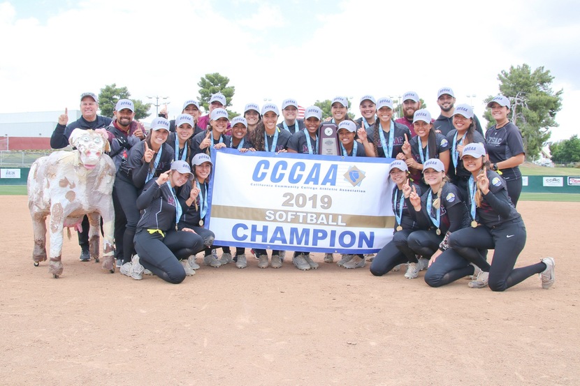Mt. San Antonio College softball wins the 2019 state title, its second in a row.